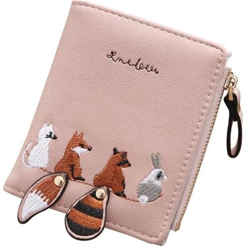 Women Short Wallets Lady Purses Cards Holder Hasp Zipper Coin Purse Woman Cute Animal Pattern Wallet Girls Money Bags Pouch Bag