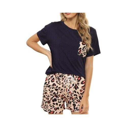 2021 summer Womens Tie Dye Short Sleeve Top Shirt Shorts Plaid Leopard Print Homewear Two Piece Suit Wear leisure pullover