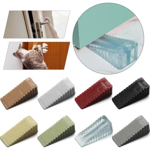 1PC Non Punching Self Adhesive Floor Block Door Wedge ABS Silicone Door Stopper Wall Protector Baby Safety Door Bumper Crash Pad