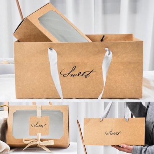1pcs Kraft Paper Gift Box With Transparent Window Birthday Wedding Christmas Candy Cookie Chocolate DIY Boxes Gift Cupcake Box