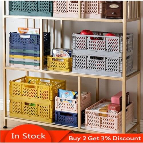 1PC Folding Plastic Storage Crate Box Home Kitchen Warehouse Storage Baskets Toy Storage Storage Box Organizer Laundry Basket