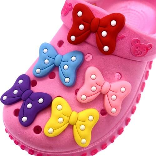 10PCS/Set Cute Cartoon Tie Bow-knot Icon Shoes Charms PVC Soft Components Accessories For DIY Shoes Charms Phone Case Jewelry