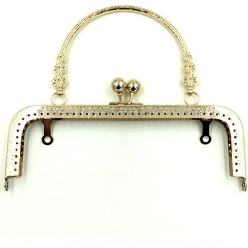 10Pcs Rose Gold Purse Bag Metal Rectangle Frame Kiss Clasps Fermoir Clips Handbag Handle Clutch 18x15cm