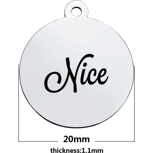 20pcs 20mm Vintage Stainless steel Round Tag Laser typing beautiful letters BLESS Believe Charms For Jewelry Accessories Pendant