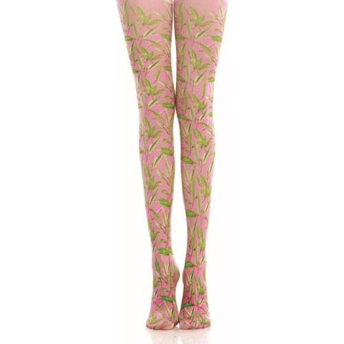 2018 Hit Green Leafy Printed Pantyhose