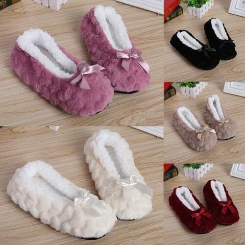 2020 Indoor Home Slippers Warm Soft Plush Slippers Non-slip Indoor Fur Slippers Solid Color Cute Women Shoes