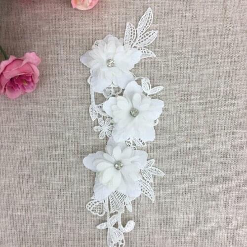 GLace 10pcs/lot 3D handmade beaded water soluble lace Embroidery Patch Applique Lace Wedding Dress DIY Cloth Decoration TX896