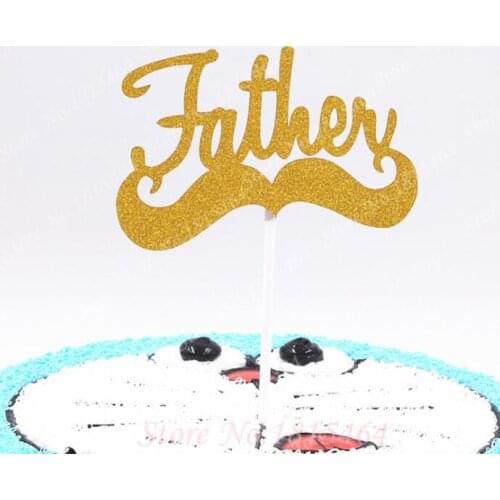 30pcs Glitter Father Mustache Cupcake Toppers Cake Picks Decorations for Fathers Day Daddys Birthday Party Cake Flag Supplier