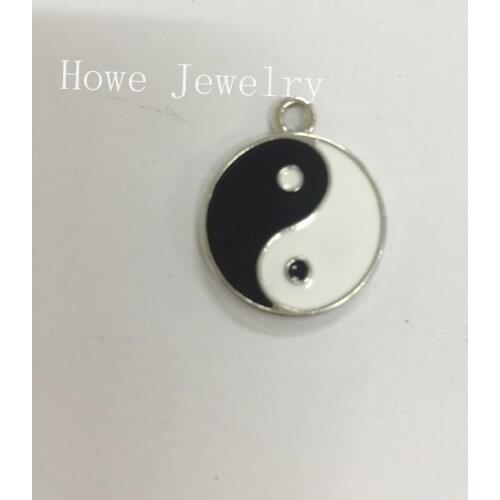 30 pcs/ Enamel Alloy Gold-color jewelry Yin Yang I Ching Bagua Tai Chi pendants charms for bracelet necklace DIY jewelry making