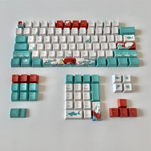4/64/68/108 Key Coral Sea Theme Key Cap PBT 5 Sides Dye Sublimation Keycaps for MX Switch Mechanical Keyboard OEM Profile