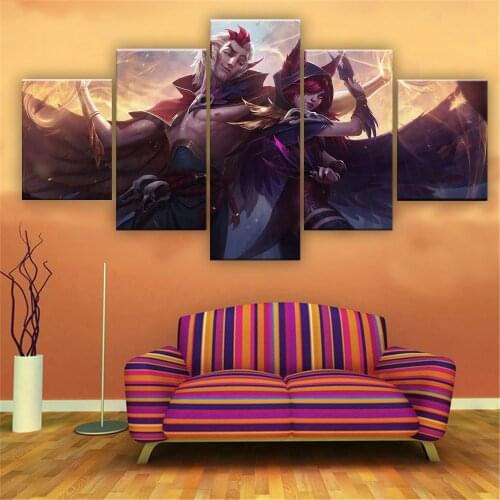 5 Pictures League of Legends Xayah Rakan Game Canvas Printed Painting For Living Room Wall Art Decor HD Picture Art Poster