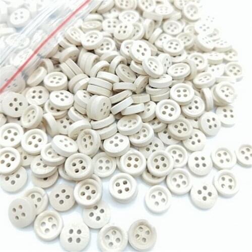 50/200pcs/pack 10mm Round Buttons Mixed Wooden Buttons Natural Color 4-Holes Scrapbooking DIY Sewing Accessories