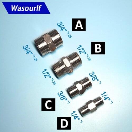 WASOURLF Adapter 1/2 3/4 3/8 1/4 Inch Male Thread Brass Connector Brass For Home Hardware Nuts Pipe Hose Toilet Tube Accessories