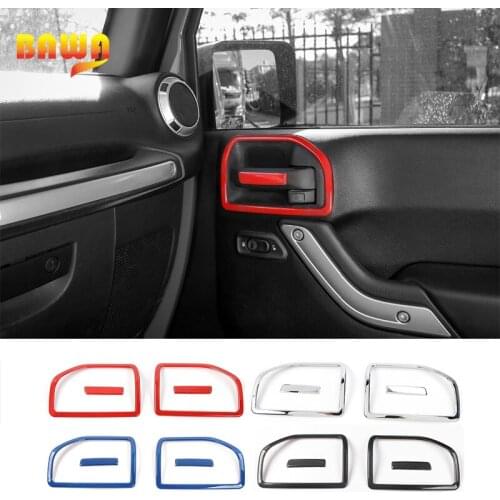 BAWA 2 4 Door Interior Door Handle Bowl Cover ABS Decoration Stickers for Jeep Wrangler JK 2011-2017 Car Styling