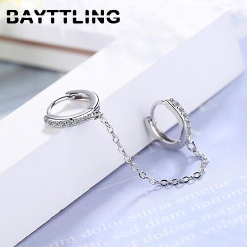 BAYTTLING 925 Sterling Silver 76MM Golden Round Zircon Pendant Earrings For Women Fashion Wedding Jewelry Party Gift