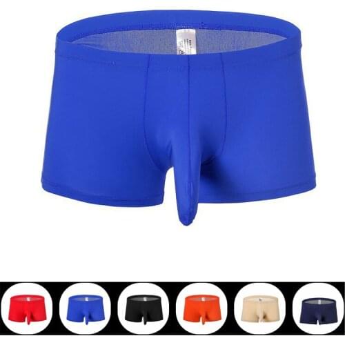 Boxershorts men 2019 hot Mens boxers elephant trunk translucent sexy ice silk sleeves pouch mens underwear
