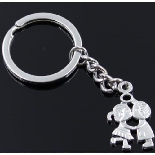 New Fashion Men 30mm Keychain DIY Metal Holder Chain Vintage Lover Sweetheart Boy Girl 16x27mm Bronze Silver Color Pendant Gift