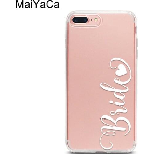 MaiYaCa Bride Phone Case for iPhone 12 mini 11 Pro Max XS XR X 8 Plus 7 SE 2020 6S 5s Clear Transparent Rubber Cover with Heart