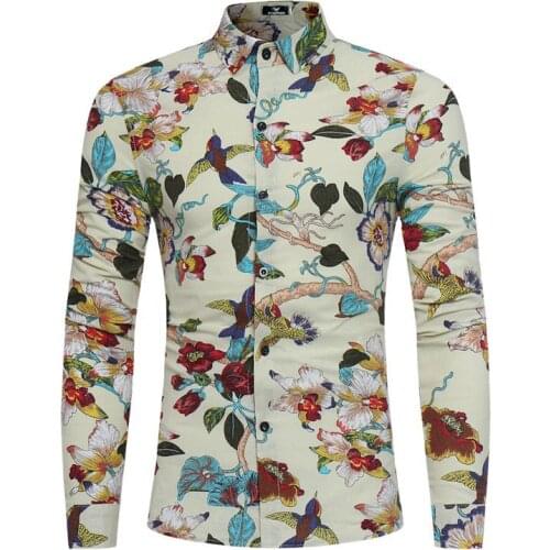Mans long-sleeved print shirt for autumn and winter plus size M--XXXL