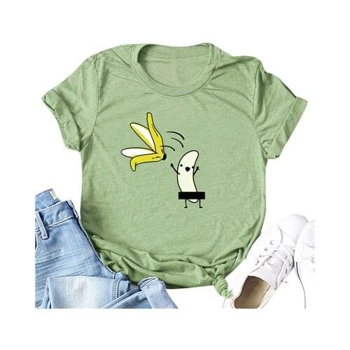 Color banana cotton casual t-shirt short sleeve o neck funny fashion tshirts 4xL For women ladies
