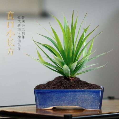 Purple Sand Flowerpots Exquisitely Glazed Rectangular Manger Pot Succulent Green Plants Rockery Pots Indoor Desktop Decoration