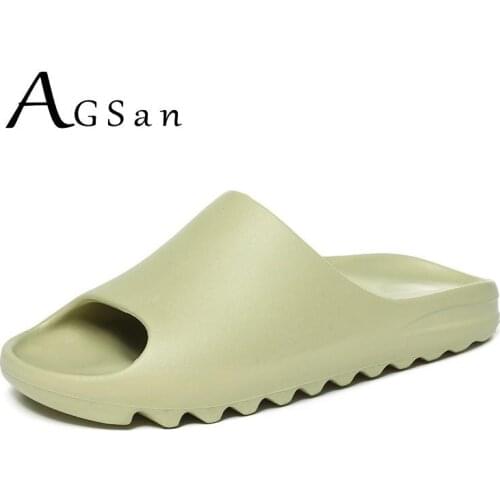 AGSan Indoor Slippers House Man Bathroom Home Shoes Non-slip Lovers Shoes Waterproof Slippers Fashion Casual Flats Summer Slides