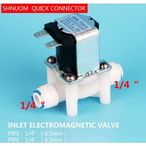 Quick-connect 1/4" DC24V Solenoid Valve Universal RO Water Purifier FCD-A Inlet Water Electromagnetic Valve Normally Closed Type