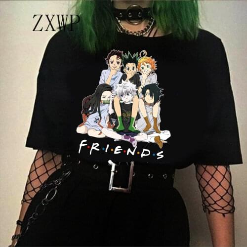 Demon Slayer Hunter X Hunter T Shirt women Anime the Promised Neverland Friends Graphic Short Sleeve T Shirt Harajuku Unisex
