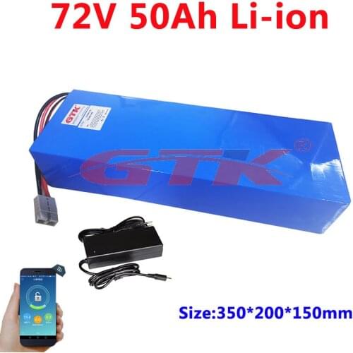 GTK 72V 50Ah lithium li ion battery built-in BMS bluetooth APP for 3000W 7200W golf cart e-scooter EV forklift +5A Charger