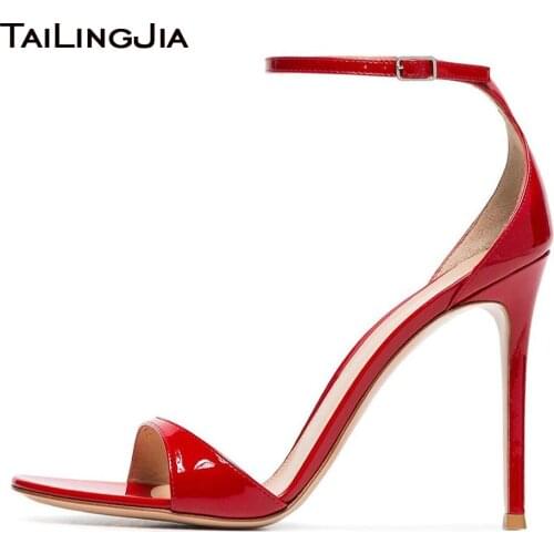 Red Shoes Women 2021 Fashion High Heel Sandals Ladies Elegant Party Heels Stiletto Summer Sandal Large Size Strap Dress Shoe