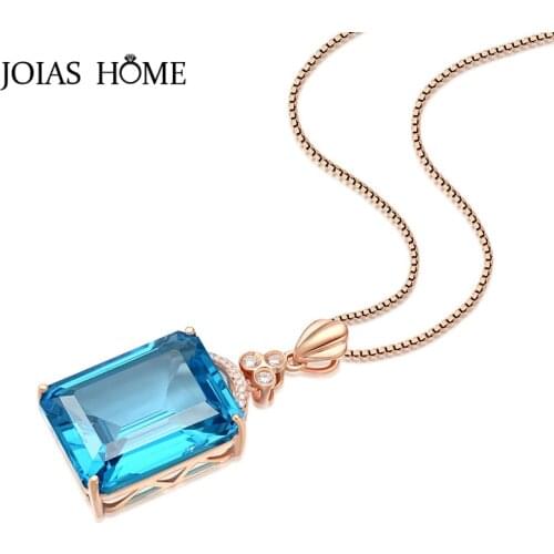 JoiasHome Classic silverNecklace Pandents for Women 925 sterling silver Sapphire Gemstone For Party Wedding Gifts Wholesale