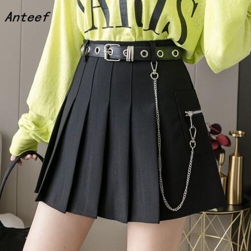 Korean fashion vintage pleated high waist summer casual loose for woman mini skirts womens 2021 skirt clothes