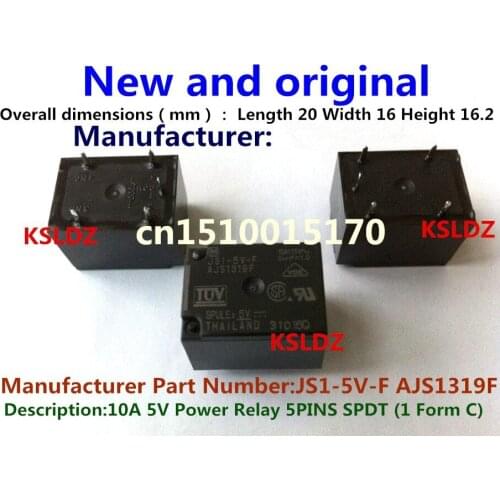 JS1-5V-F AJS1319F AJS1319 JS1-5V JS1-12V-F AJS1311F JS1-12V AJS1311 JS1-24V-F AJS1312F JS1-24V AJS1312 5PINS 10A Power Relay