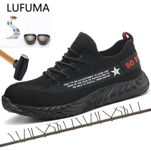 LUFUMA brand steel toecap men women work boots plus size 35-46 summer casual lightweight safety male female shoes 122