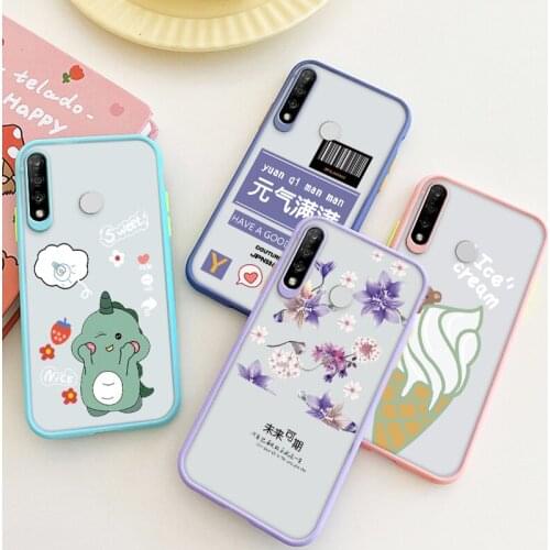 Cute cartoon flowers Translucent skin Matte case For Huawei P40 P30 P20 Pro back Cover For Huawei P30 P20 Lite 2019 Hard Cases
