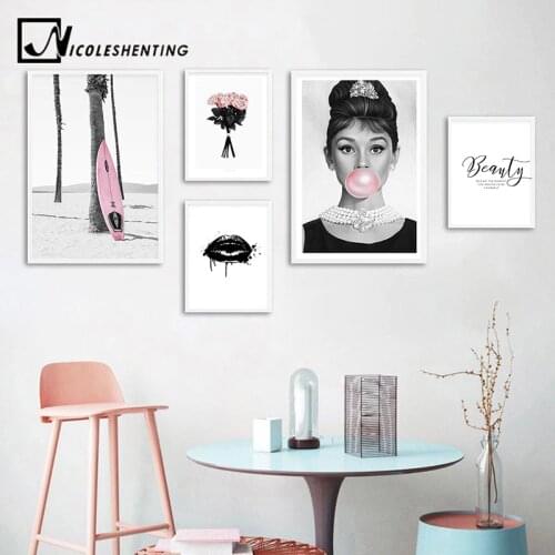 Audrey Hepburn Bubble Fashion Poster Black White Pop Art Nordic Wall Painting Print Minimalist Decoration Picture Living Room