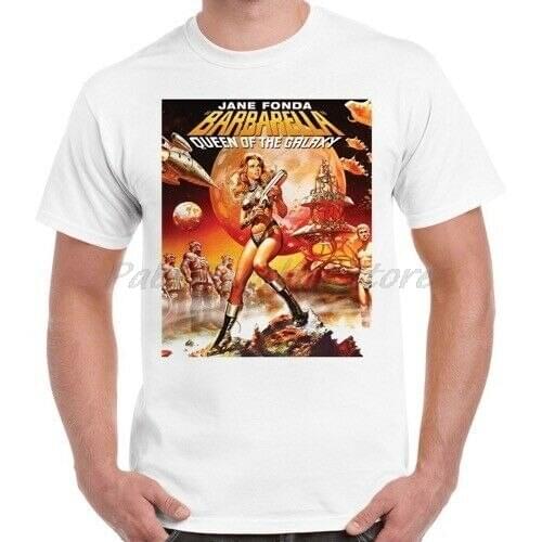 Barbarella 60s Sci Fi Movie Jane Fonda Retro T Shirt men white tshirt summer tee-shirt plus size 4XL 5XL drop shipping