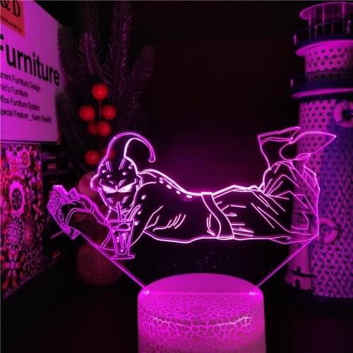 Dragon Ball Z Majin Buu Drinking 3D Night Lights Set Boo Lamp Super Saiyan Color Changing Xmas Gift Lighting Visual Led Lampara