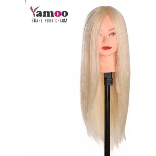 New Arrival Mannequin Professional Hairdress Training Head 40% human hair and 60% High Temperature Golden Hair Fiber Mannequin