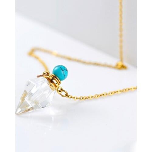 Perfume Bottle Necklace Crystal Glass Essential Oil Bottle Pendants Fragrance Womens Neck Chain Fashion New Jewelry Necklace