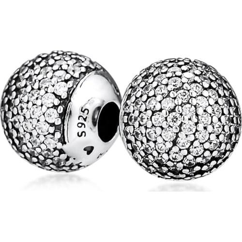 Pave Open Bangle Caps Charms Beads Fits Open Bangle 100% 925 Sterling Silver Jewelry for Women DIY Bracelets Making Kralen