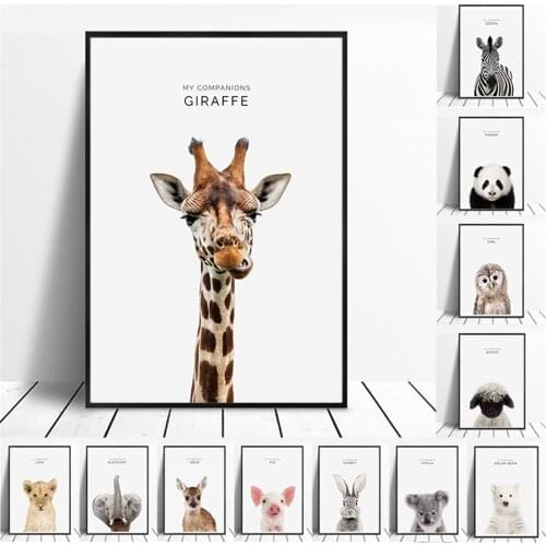 Nordic Cute Varies Animal Poster Canvas Print Painting Wall Art Childrens Room Home Decoration