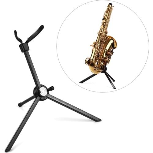 Portable Tenor Saxophone Stand Sax Floor Stand Holder Stainless Steel Foldable with Carry Bag