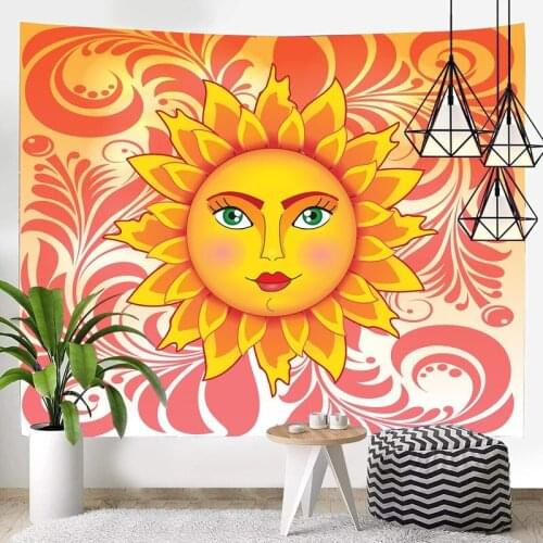 Psychedelic sun god printed tapestry, living room home decoration wall hanging, bedroom bedside background wall covering