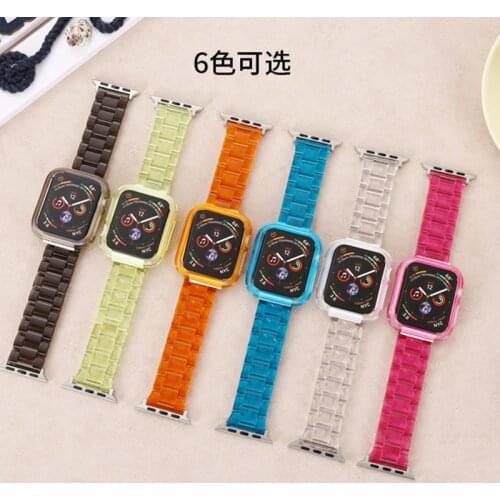 Glacier strap + Case Compatible with Apple watch 44mm 42mm 40mm 38mm Comfortable replacement strap for iwatch 6 5 4 3 2 SE band