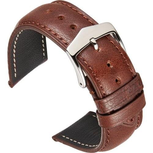 Top Grain Leather Watch Strap 20mm 22mm For Samsung Galaxy Watch 46mm /Active 2 Watch Band For Huawei Watch 2 Universal Bands