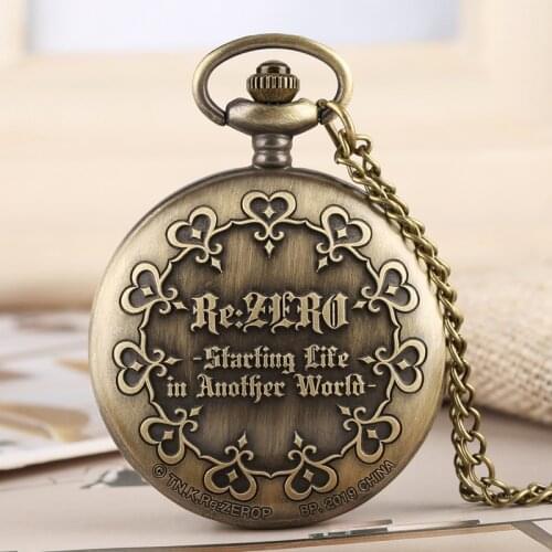 Retro Bronze Re:Zero Starting Life in Another World Theme Quartz Pocket Watch Men Necklace Women Anime Gifts Clock Collectibles