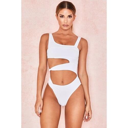 Sexy Summer Swimwear Swimsuit Cross Bandage Sleeveless Hollow Out One Piece Bodysuits Push Up Padded Bathing Suit