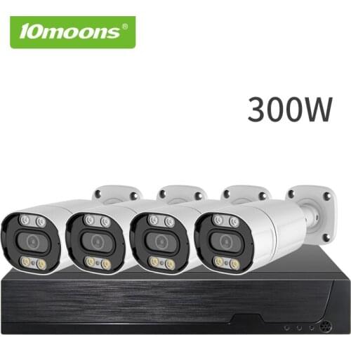 10moons 3MP HD Security Camera System 4CH H.265+ DVR Outdoor Indoor Video Surveillance Kit Night Vision Waterproof CCTV System