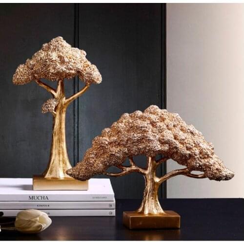 Modern Resin Fortune Tree Ornaments Fengshui Home Livingroom Accessories Decoration Office Desktop Lucky Money Furnishing Crafts